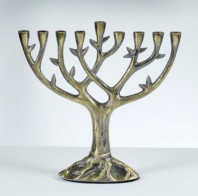 &quot;Tree of Life&quot; Menorah,Textured Alumi, Bronze Finish