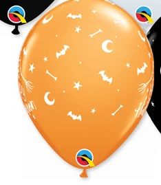 11 Inch Halloween Latex Balloon - Black Star and Moon