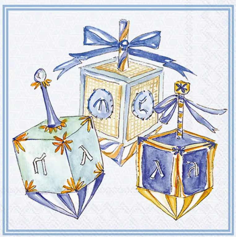 Paper Cocktail Napkins Pk/20 Dreidels Christmas