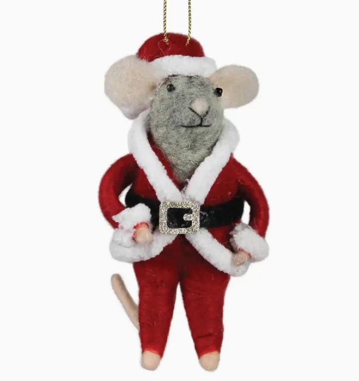 Felt Santa Mouse Ornament