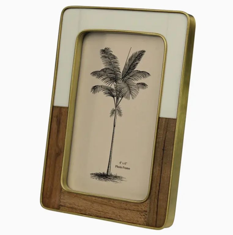 Teak, Ivory &amp; Brass Frame - 4x6
