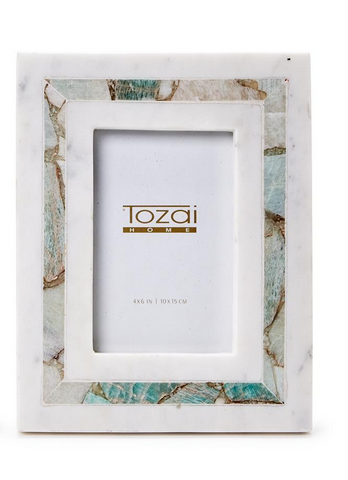 Amazonite Inlay White Marble Photo Frame 4x6