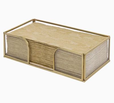Gold Edge Glass Caddy For Paper Guest Towels