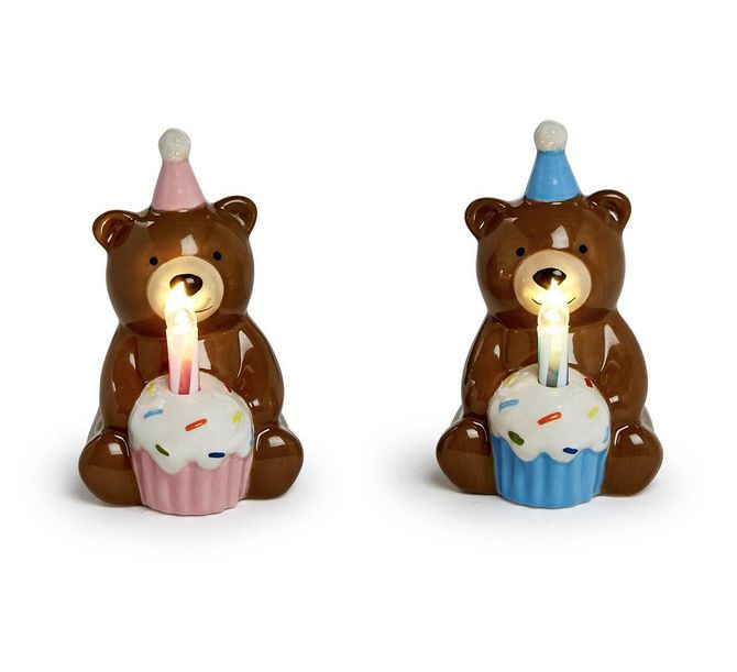 Birthday Bear Keepsake Flameless LED Candle - Pink
