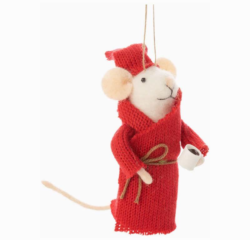 Felt Mouse,Rd Hse Coat &amp; Night Cap, Coffee Orn