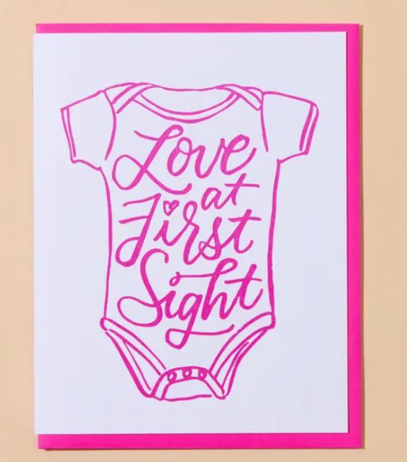 Love At First Sight New Baby Letterpress Greeting Card