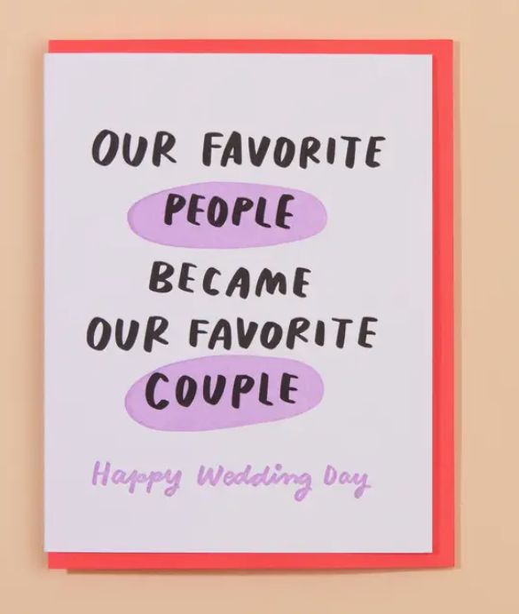Favorite Couple Wedding Letterpress Greeting Card