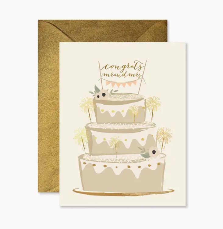 Sparkler Cake Wedding Greeting Card