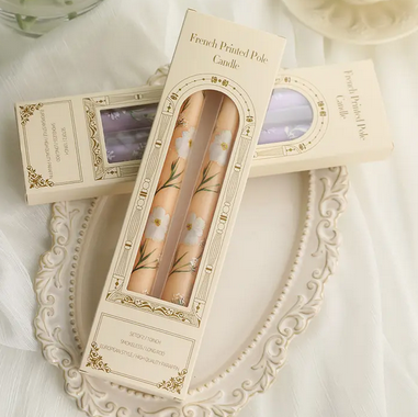 Floral Printed Taper Candle (Set of 2)