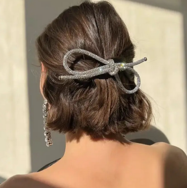 Silver Bow Barrette