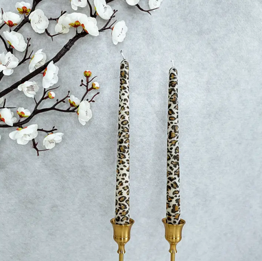 Leopard Printed Taper Candle (Set of 2)