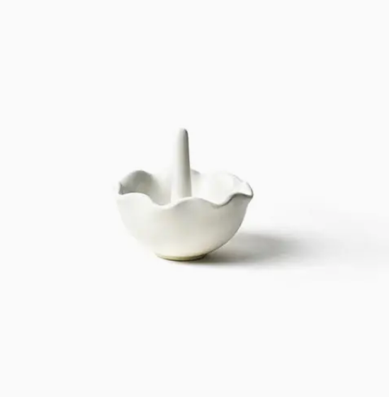 Signature White Ruffle Ring Dish