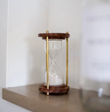 Brass &amp; Solid Wood Antique Hourglass