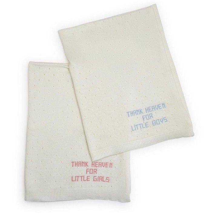 Thank Heaven Embroidered Knit Blanket