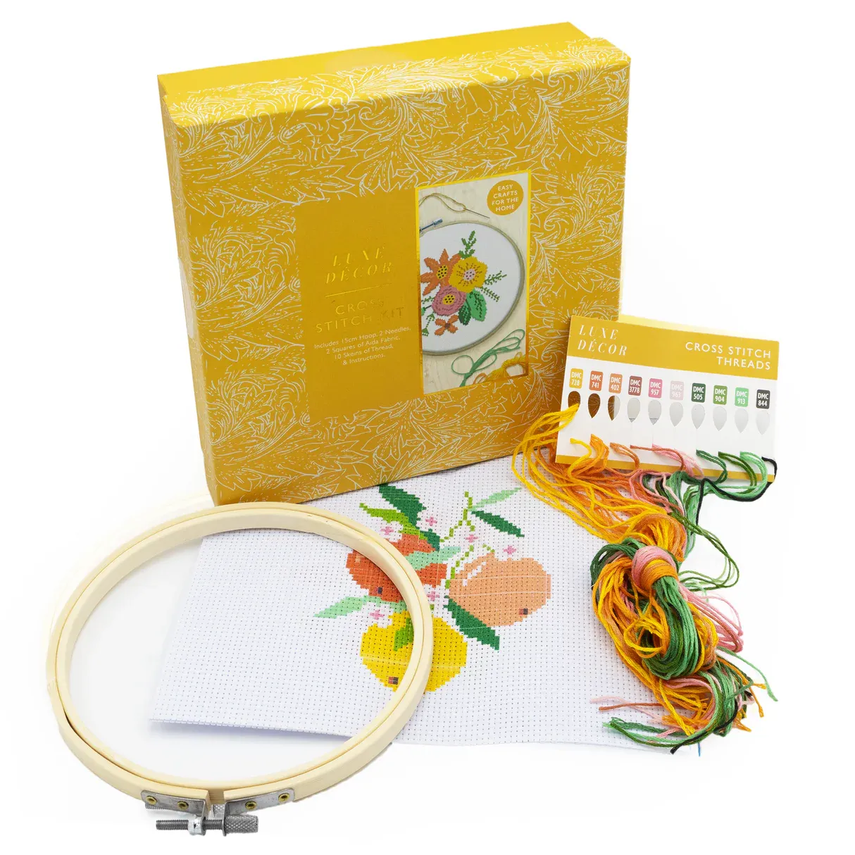 Cross Stitch Kit (2 Designs), Style: Flowers/Fruit