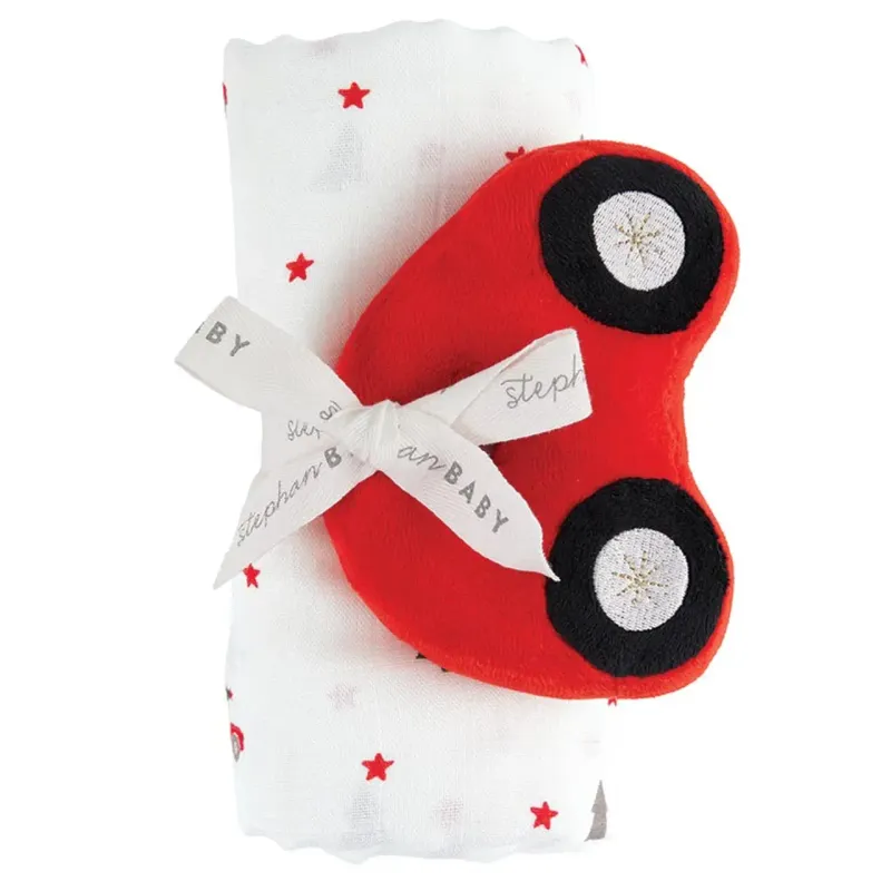 Swaddles with Plush Rattle - Christmas Car