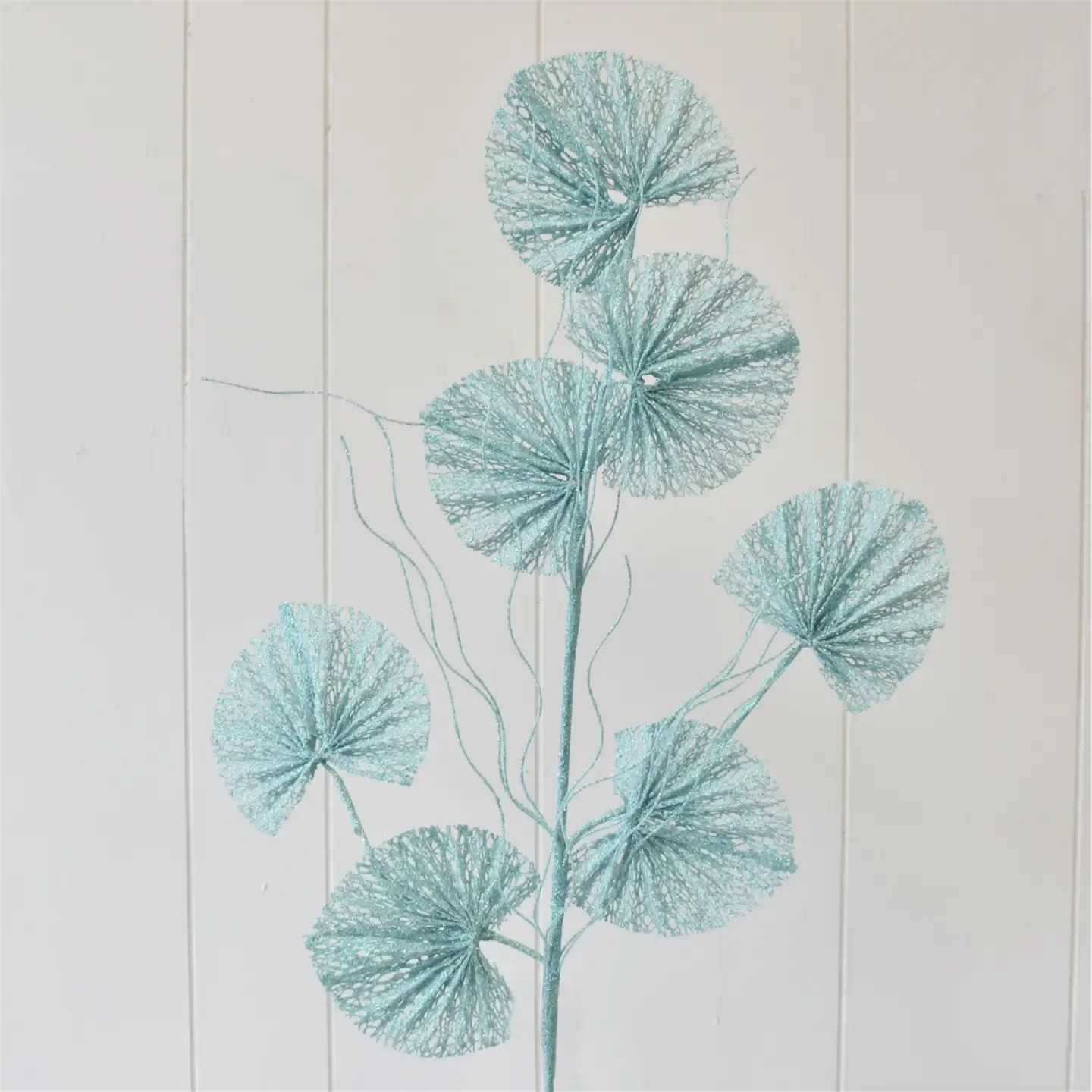31&quot; Delicate Coral Fan Leaf Spray | Light Aqua