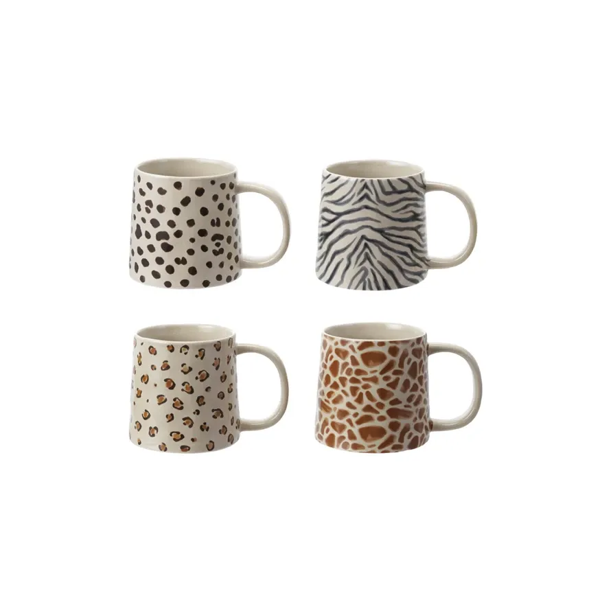 Stoneware Mug with Animal Print Decal
