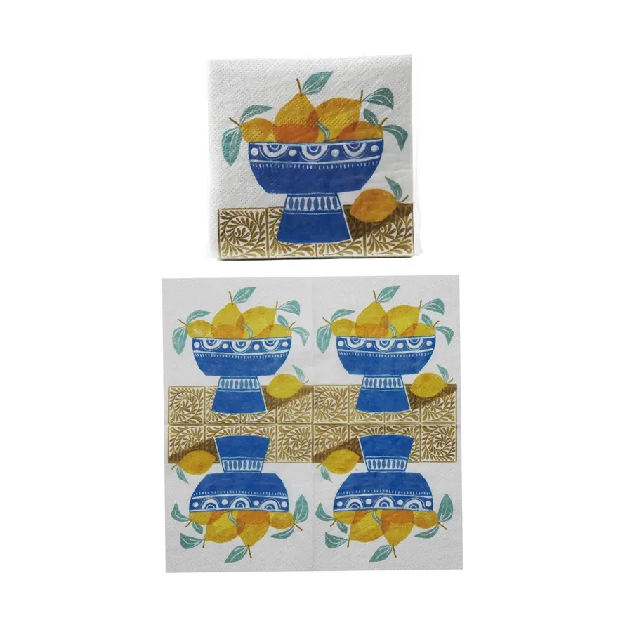 Fruit in Bowl Pattern Cocktail Napkins