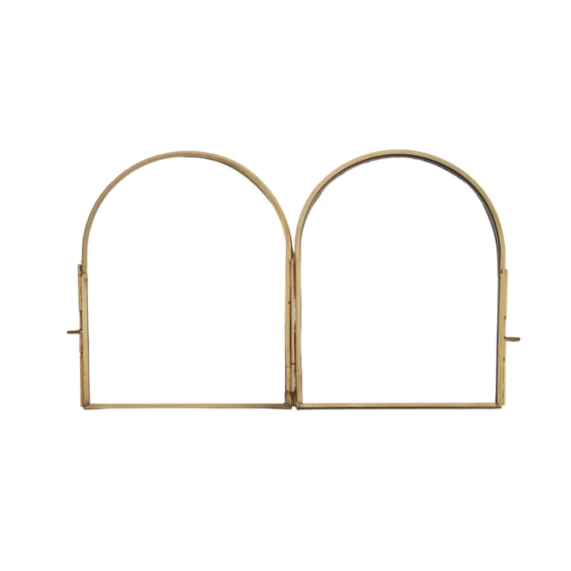Brass &amp; Glass Arched Photo Frame w/ 2 Sections