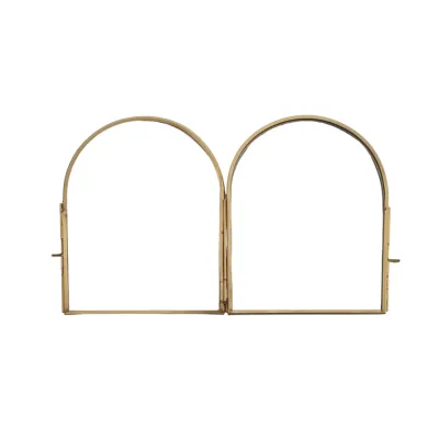 Brass &amp; Glass Arched Photo Frame w/ 2 Sections