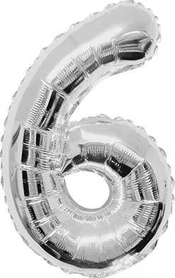 Silver Mylar Balloon 40&quot; - Six