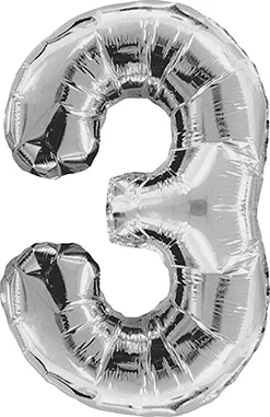 Silver Mylar Balloon 40&quot; - Three