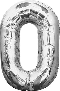 Silver Mylar Balloon 40&quot; - Zero