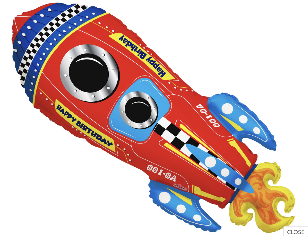 Mylar Balloon - Happy Birthday Rocket 28&quot;