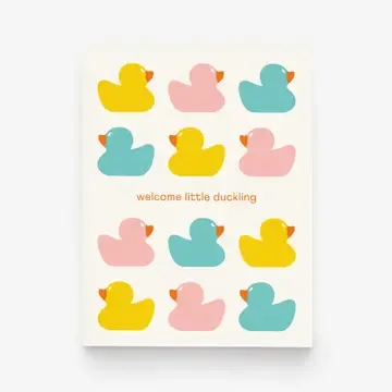 Welcome Little Duckling Rubber Duckies Greeting Card