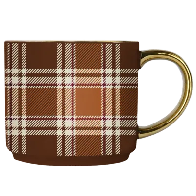 Brown Plaid Coffee Mug