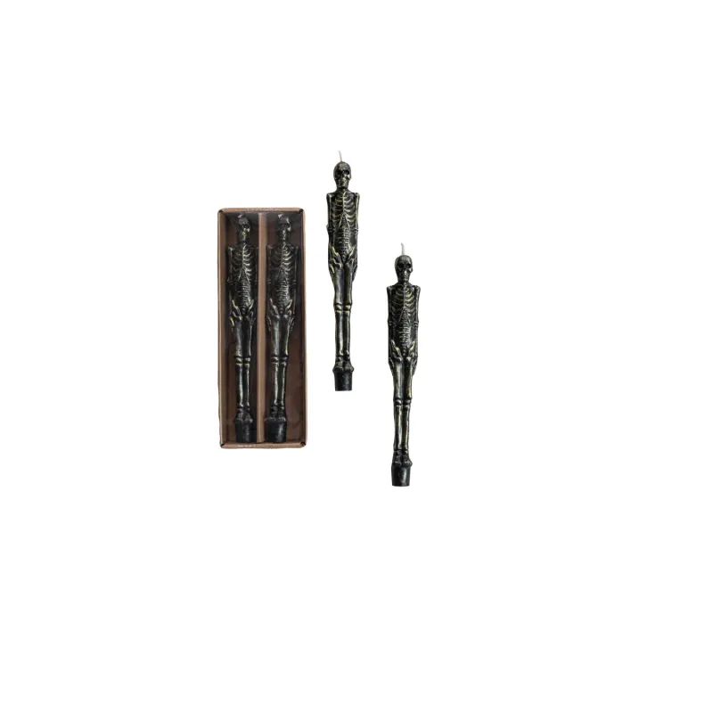 Skeleton Shaped Taper Candles - Set of 2