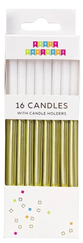 Gold Metallic Dip 16 Candle Set
