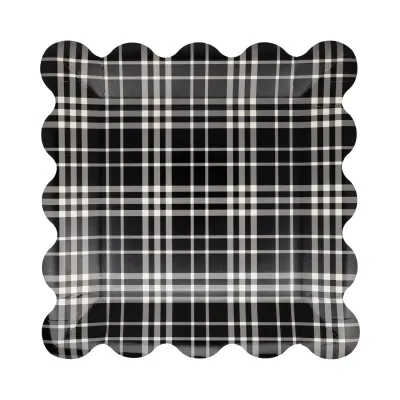 Black Plaid Paper Plates