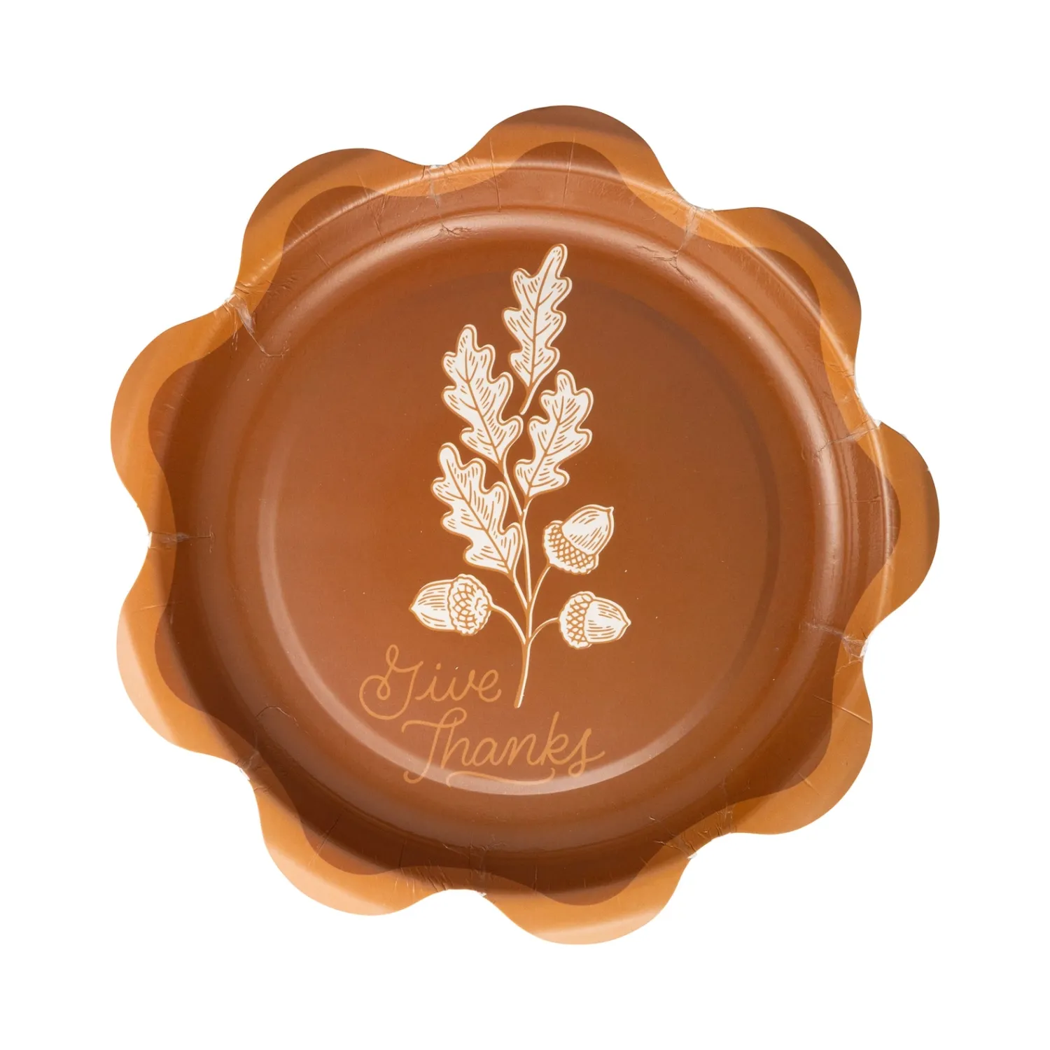 Acorns Scalloped Circle Paper Plate