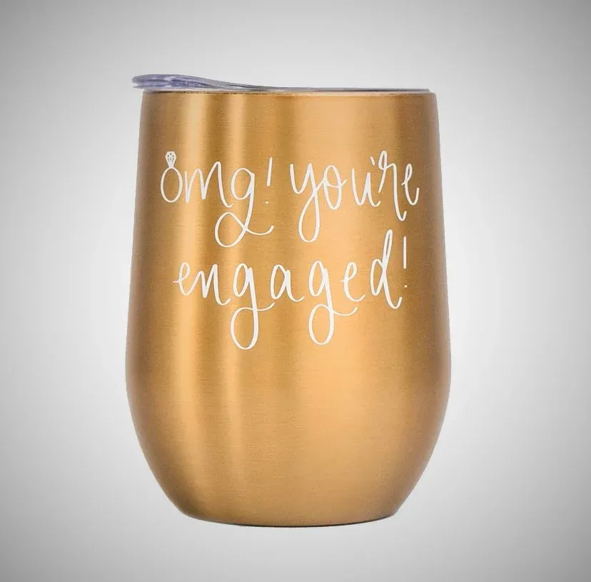Omg! You&#39;re Engaged! Metal Wine Tumbler