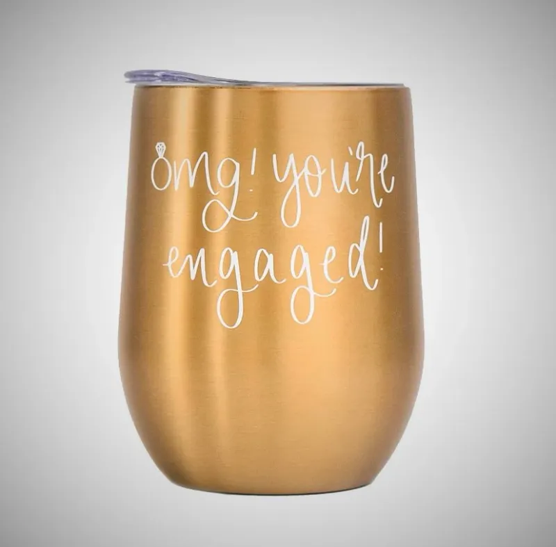 Omg! You&#39;re Engaged! Metal Wine Tumbler