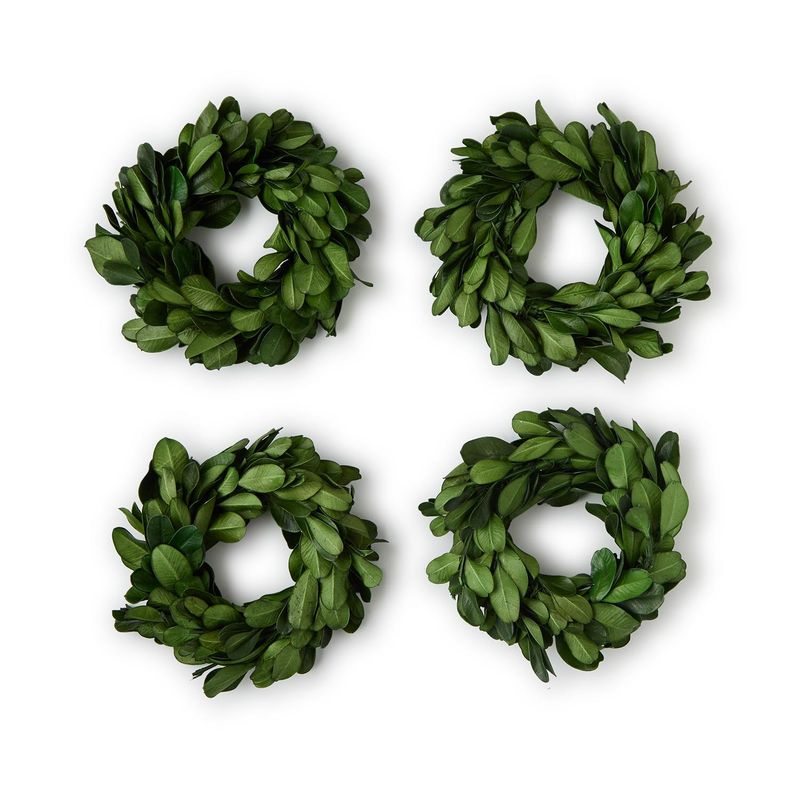 Preserved Boxwood Wreath Napkin Rings - Set of 4