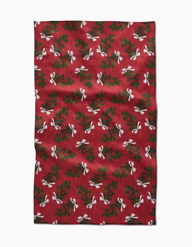 Christmas Berry Bow Tea Towel