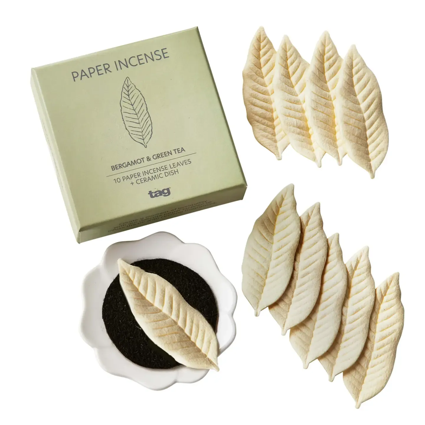 Bergamot Green Tea Paper Incense Set Of 10