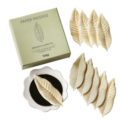 Bergamot Green Tea Paper Incense Set Of 10