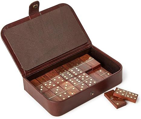 Chestnut Genuine Leather Domino Set