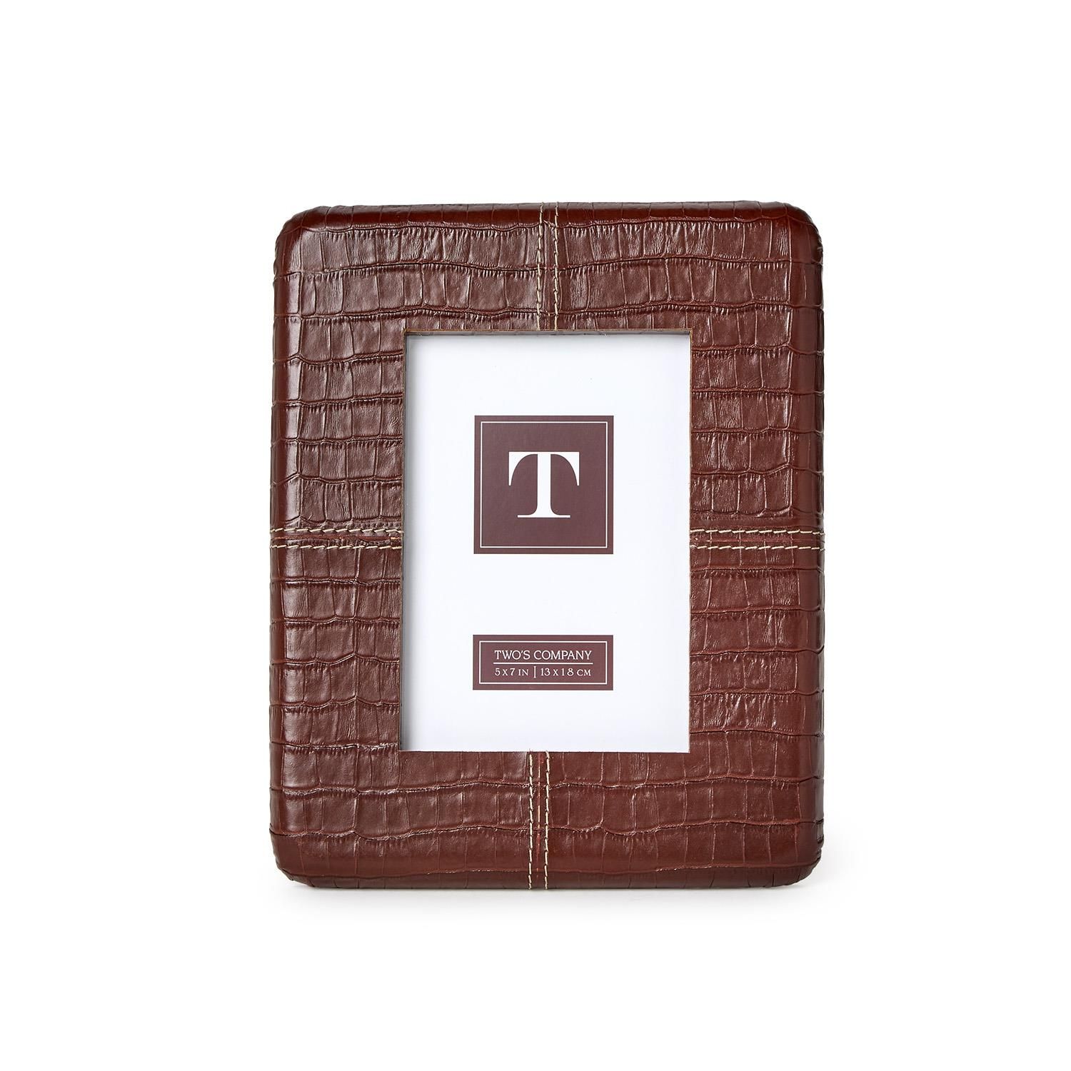 Chestnut Genuine Leather Reptile Pattern  5x7 Photo Frame