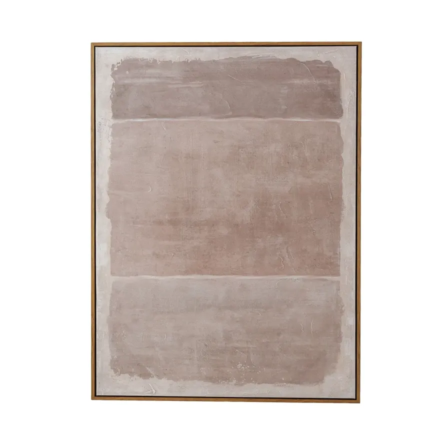 Hand-Painted Wood Framed Canvas Wall Decor w/ Abstract Design
