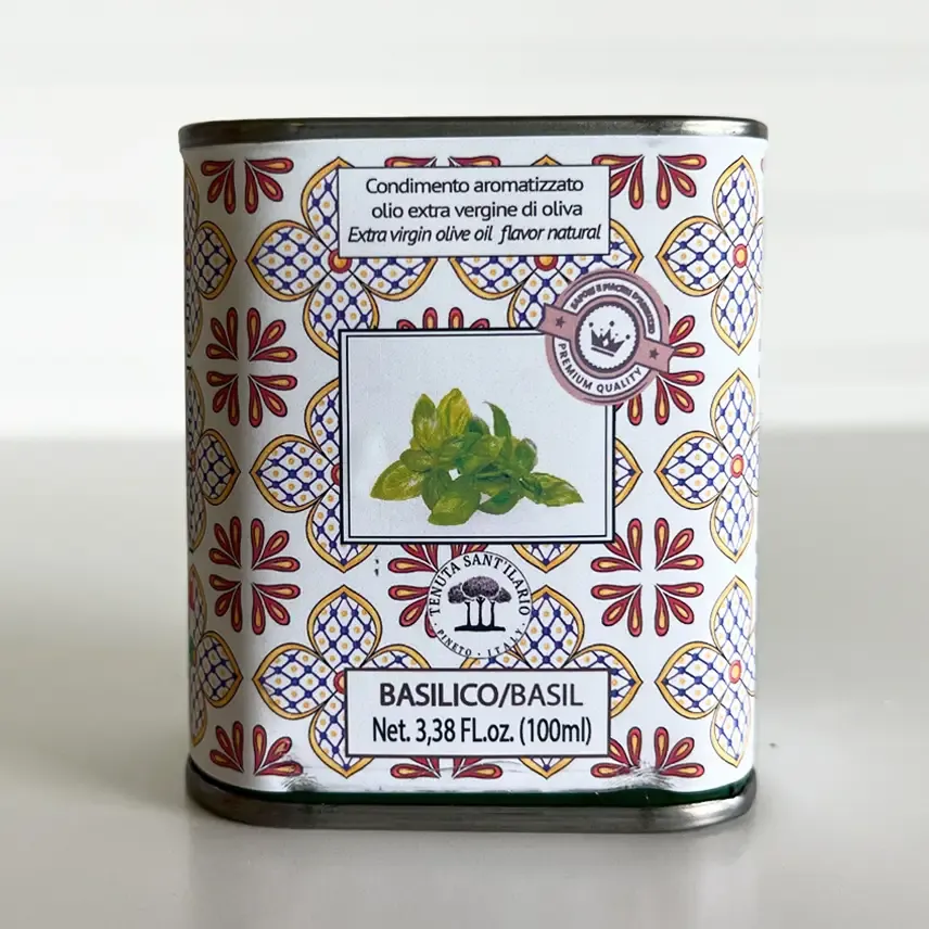 Italian Infused Extra Virgin Olive Oil in Tin (100ml) -, Scent: Basil