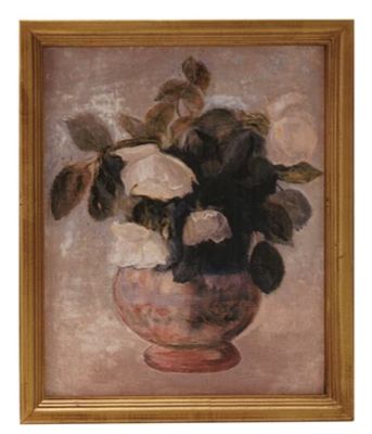 Wood Framed Vintage Reproduction Wall Decor - Short Vase