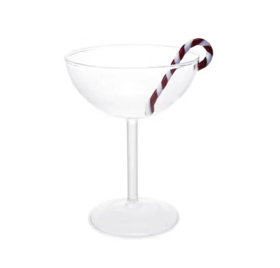 Coupe Glass with Candy Cane
