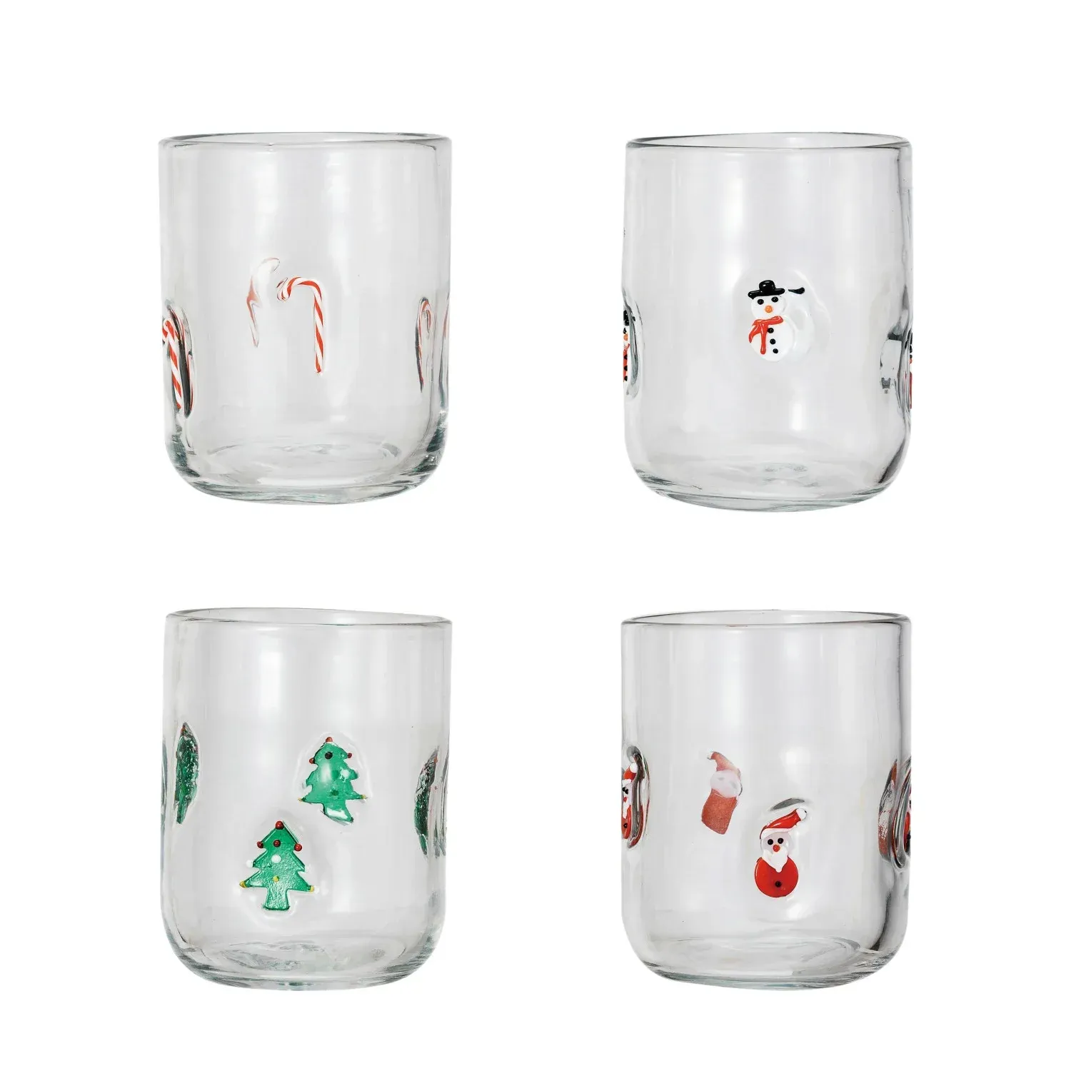 Drinking Glass w/ Embedded Holiday Icon Pattern