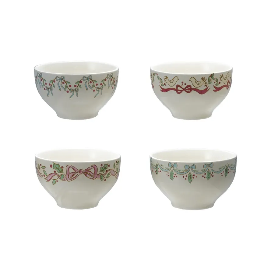 Stoneware Bowl with Bows