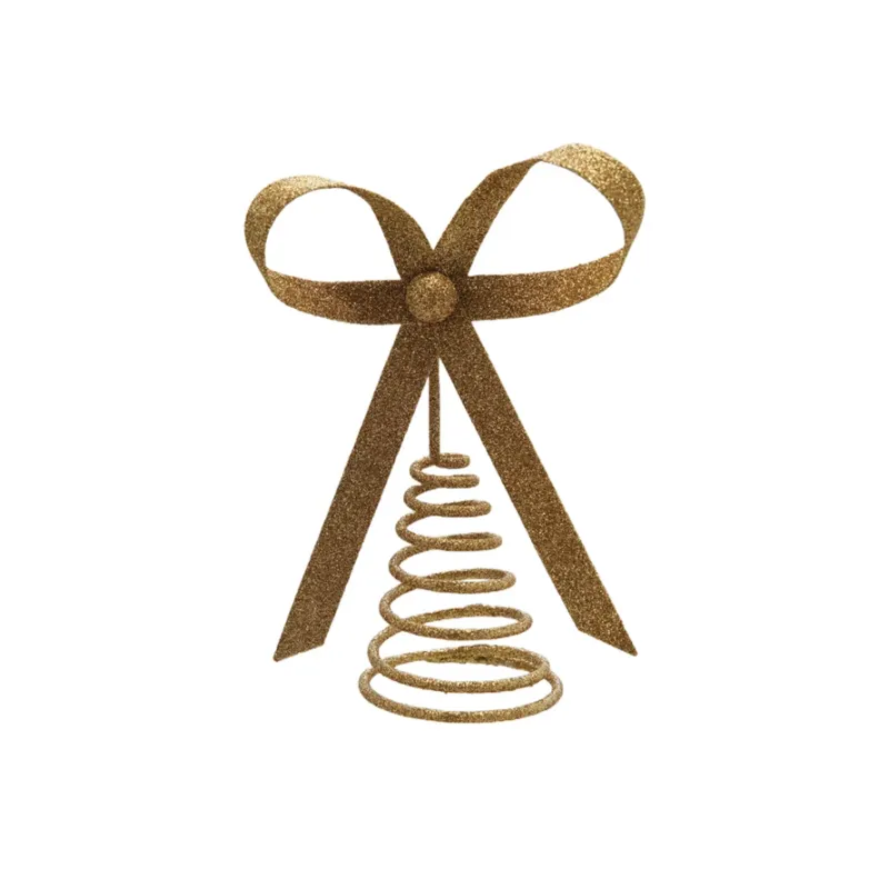 Metal Bow Tree Topper - Gold Glitter Finish